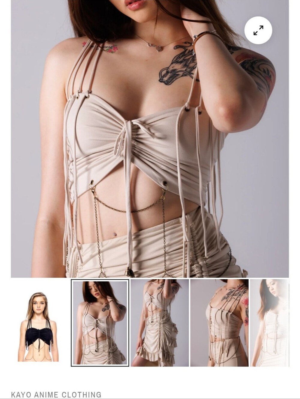 Kayo Anime Clothing Cream Diamond Chain Bra bralette Small Medium Large